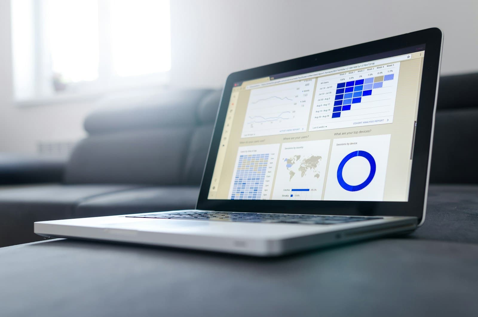 Analytics dashboards displaying workflow automation results and business performance metrics